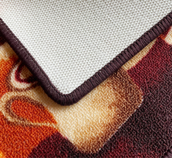 Brown Orange Washable Kitchen Mat With Non-Slip Backing - 24"x17"