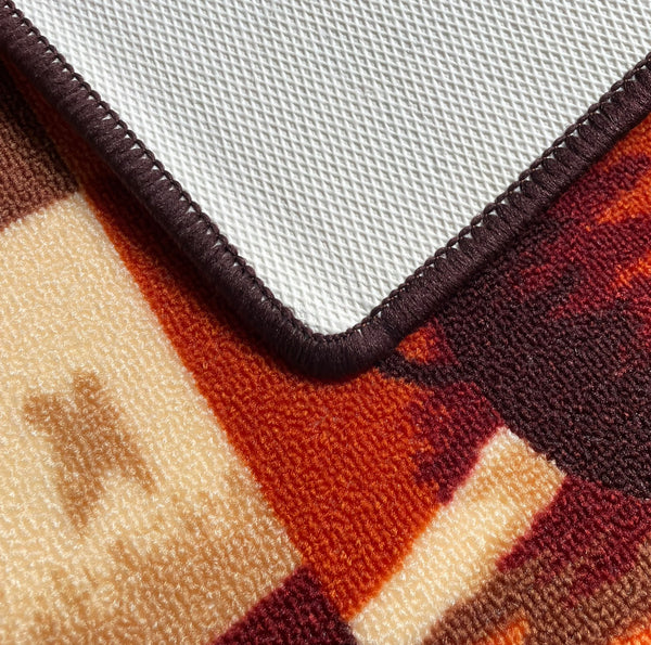 Brown Orange Washable Kitchen Mat With Non-Slip Backing - 19"x39"