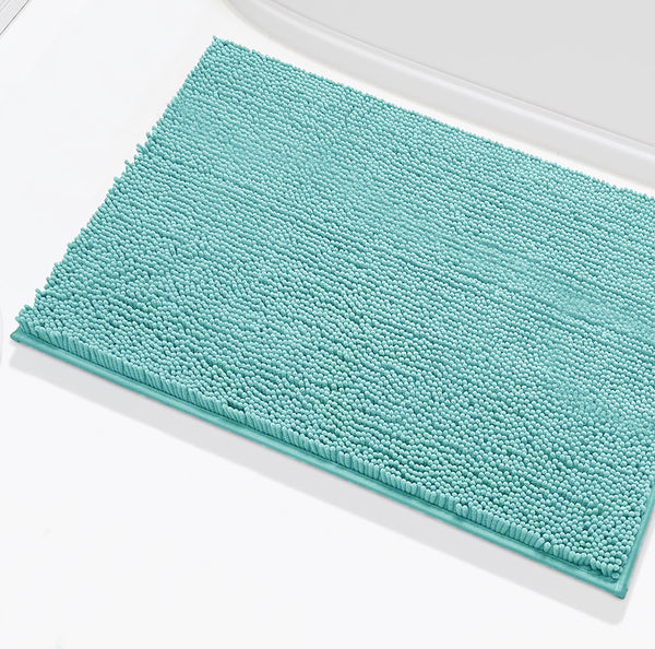 24"x16" - Spa Blue Large Soft Cozy Plush Chenille Bath Mat Bathroom Rug
