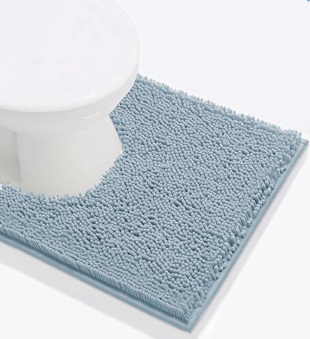 Sky Blue Soft Cozy Plush Chenille Contour Bath Mat Bathroom Rug