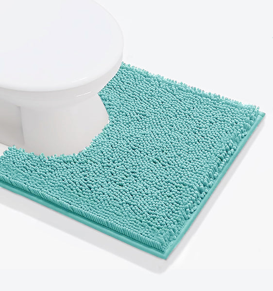 Light Blue Soft Cozy Plush Chenille Contour Bath Mat Bathroom Rug