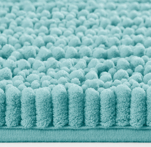 36"x24" - Spa Blue Large Soft Cozy Plush Chenille Bath Mat Bathroom Rug