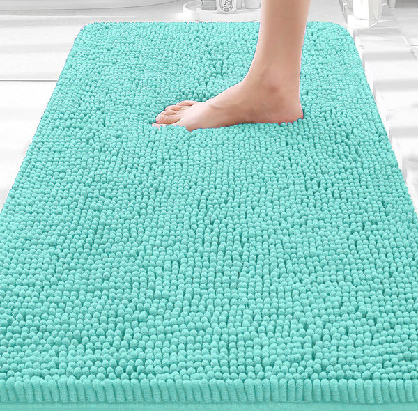 36"x24" - Spa Blue Large Soft Cozy Plush Chenille Bath Mat Bathroom Rug