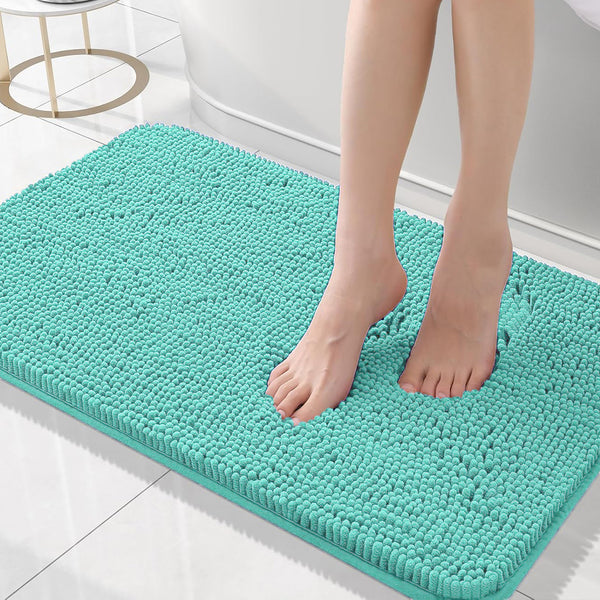 36"x24" - Spa Blue Large Soft Cozy Plush Chenille Bath Mat Bathroom Rug