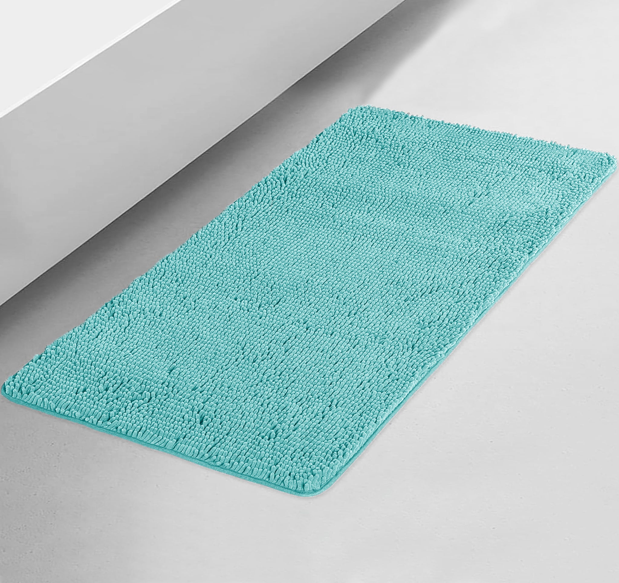 24"x16" - Spa Blue Large Soft Cozy Plush Chenille Bath Mat Bathroom Rug