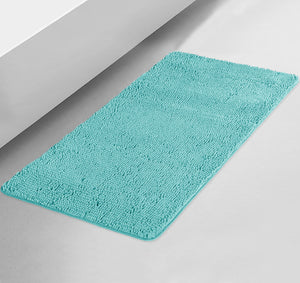 24"x16" - Spa Blue Large Soft Cozy Plush Chenille Bath Mat Bathroom Rug