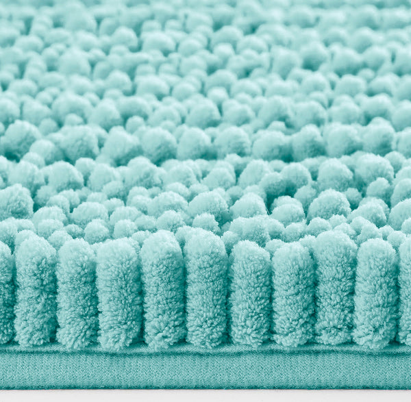 24"x16" - Spa Blue Large Soft Cozy Plush Chenille Bath Mat Bathroom Rug