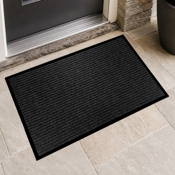Grey Indoor Outdoor Heavy Duty Ribbed Entry Entrance Door Mat with Rubber Backing – 23"x35"