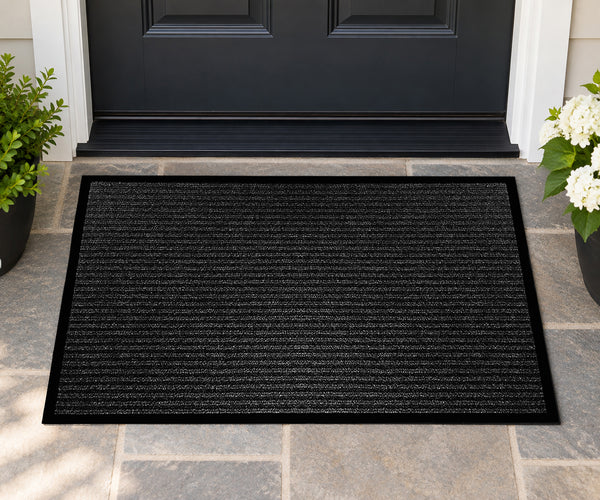 Grey Indoor Outdoor Heavy Duty Ribbed Entry Entrance Door Mat with Rubber Backing – 23"x35"