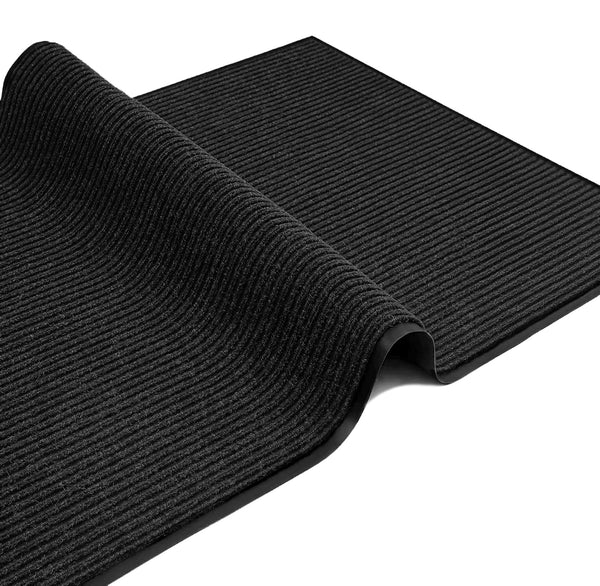 Large Grey Indoor Outdoor Heavy Duty Ribbed Entry Entrance Door Mat with Rubber Backing – 17"x30"