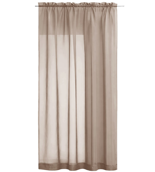 1 Piece Taupe Sheer Rod Pocket Window Curtain Panel - 90" Inches Long