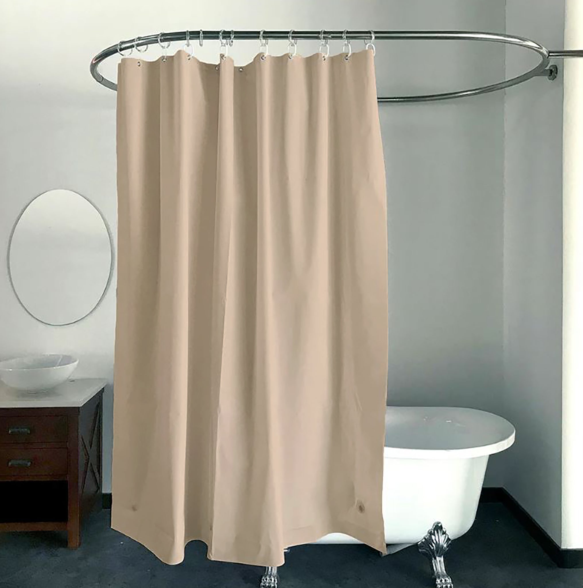 70" x 72" - Taupe Vinyl Shower Curtain Liner Waterproof