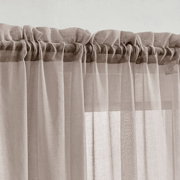 1 Piece Taupe Sheer Rod Pocket Window Curtain Panel - 90" Inches Long