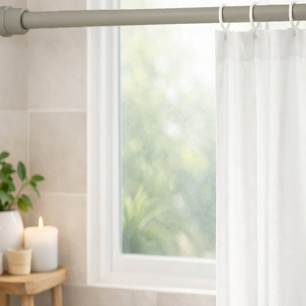 Taupe Adjustable Spring Tension Curtain Rod Heavy Duty Anti-slip 42-72" Inches