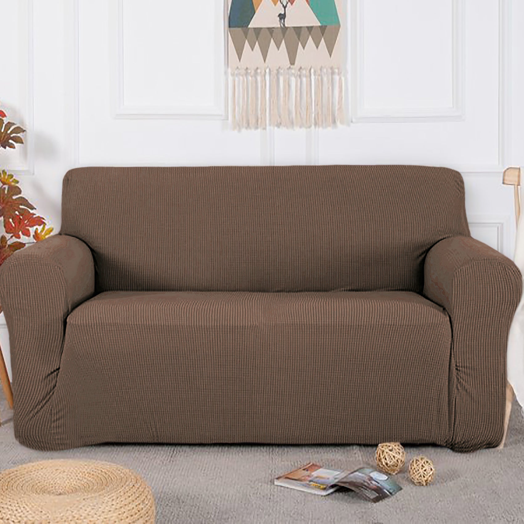 Taupe 3-Piece Set 4-Way Stretch Slipcover Sofa Loveseat & Armchair Cover Protector