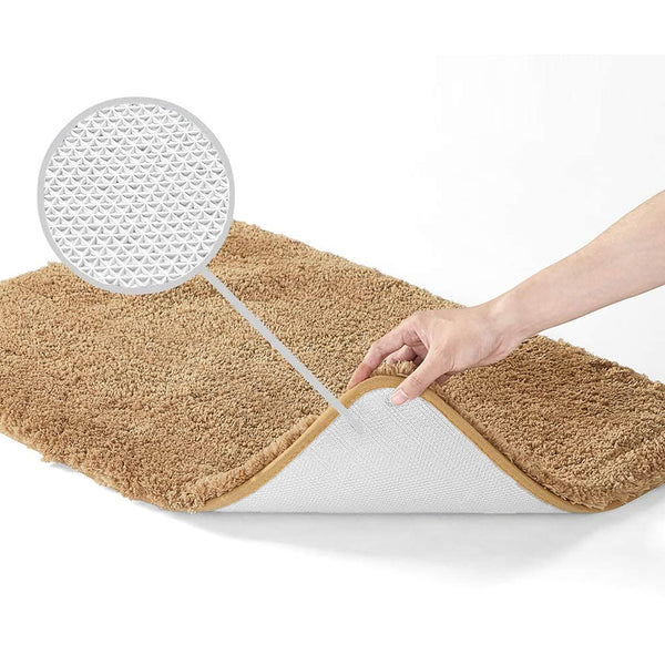 Large 2 Piece Light Grey Microfiber Soft Thick Plush Bath Mat Set