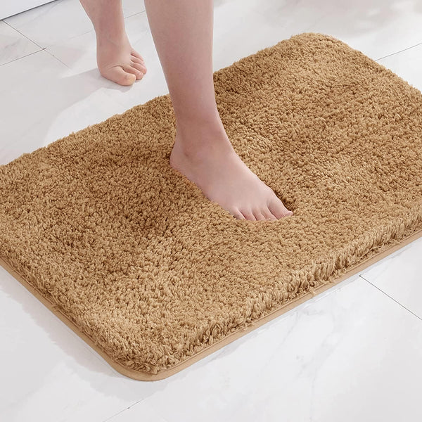 Large 2 Piece Light Grey Microfiber Soft Thick Plush Bath Mat Set