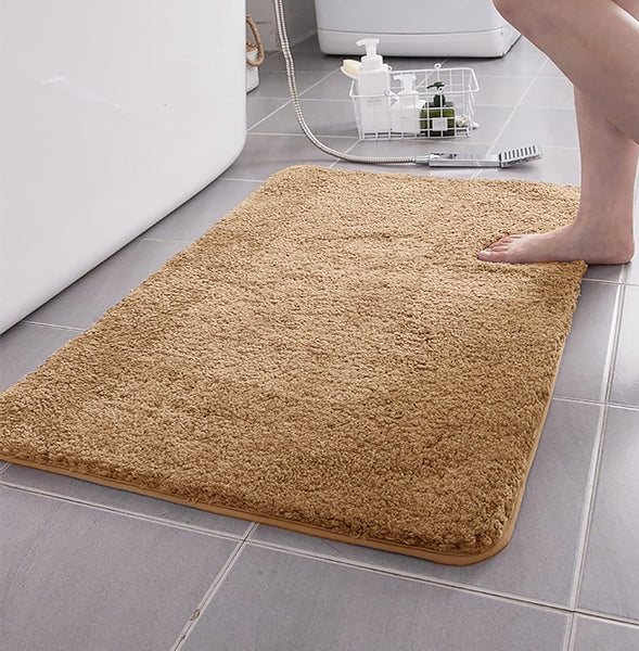 Large 2 Piece Light Grey Microfiber Soft Thick Plush Bath Mat Set