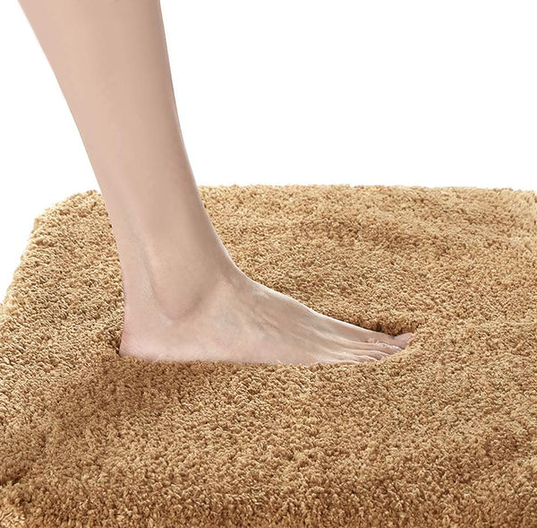 Large 2 Piece Light Grey Microfiber Soft Thick Plush Bath Mat Set