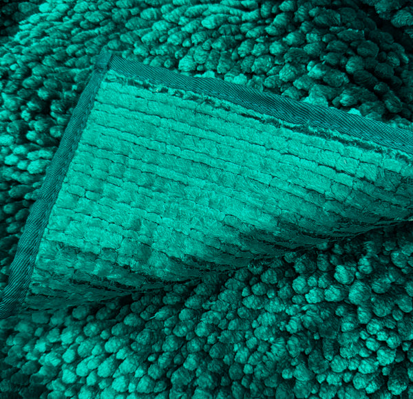 2pc Teal Plush Chenille Bath Mat Set – Soft Absorbent Bathroom Rugs