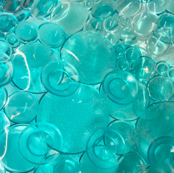 Teal Bubbles Vinyl Non-Slip Bathtub Shower Mat With Suction Cups -26" x14"