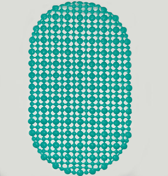 Teal Vinyl Non-Slip Bathtub Shower Mat With Suction Cups -27" x15"