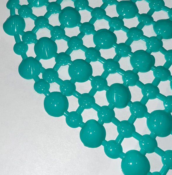 Teal Vinyl Non-Slip Bathtub Shower Mat With Suction Cups -27" x15"