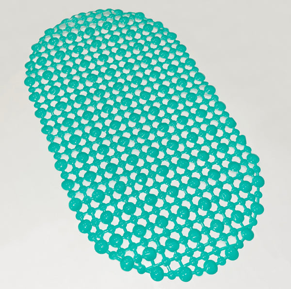 Teal Vinyl Non-Slip Bathtub Shower Mat With Suction Cups -27" x15"