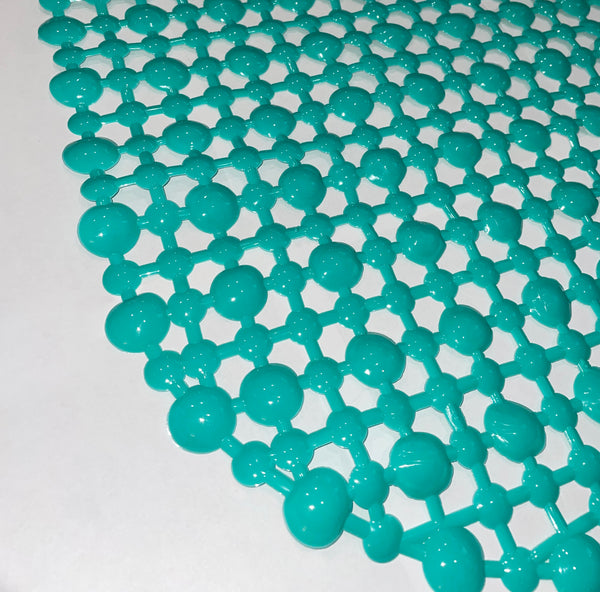 Teal Vinyl Non-Slip Bathtub Shower Mat With Suction Cups -27" x15"