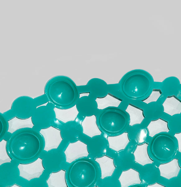 Teal Vinyl Non-Slip Bathtub Shower Mat With Suction Cups -27" x15"