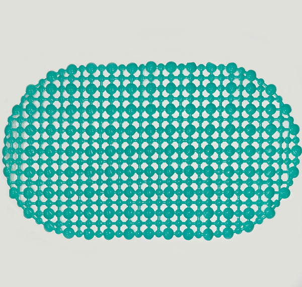 Teal Vinyl Non-Slip Bathtub Shower Mat With Suction Cups -27" x15"