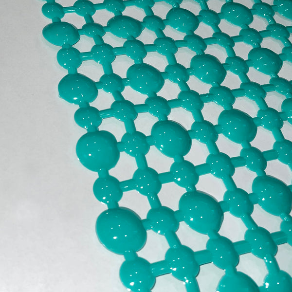 Teal Vinyl Non-Slip Bathtub Shower Mat With Suction Cups -27" x15"