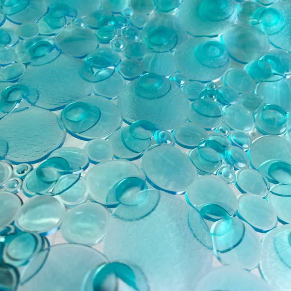 Teal Bubbles Vinyl Non-Slip Bathtub Shower Mat With Suction Cups -26" x14"