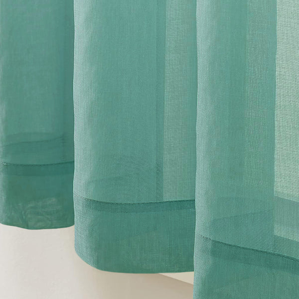 Teal Sheer Window Rod Pocket Curtain Set (2 Panels)