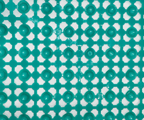 Teal Vinyl Non-Slip Bathtub Shower Mat With Suction Cups -27" x15"