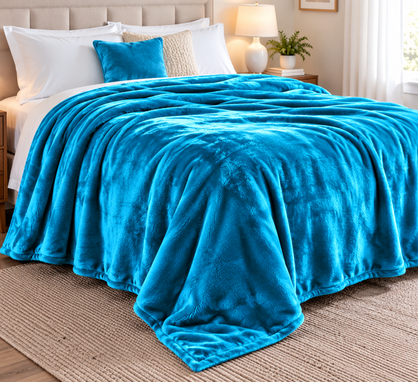Solid Turquoise Blue Ultra Plush Fleece Ultra Soft Warm Cozy Bed Blanket