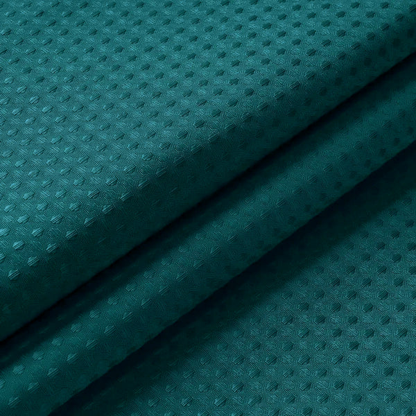 72" x 72" - Turquoise Blue Fabric Textured Glam luxury Shower Curtain With 12 Metal Roller Ball Hooks
