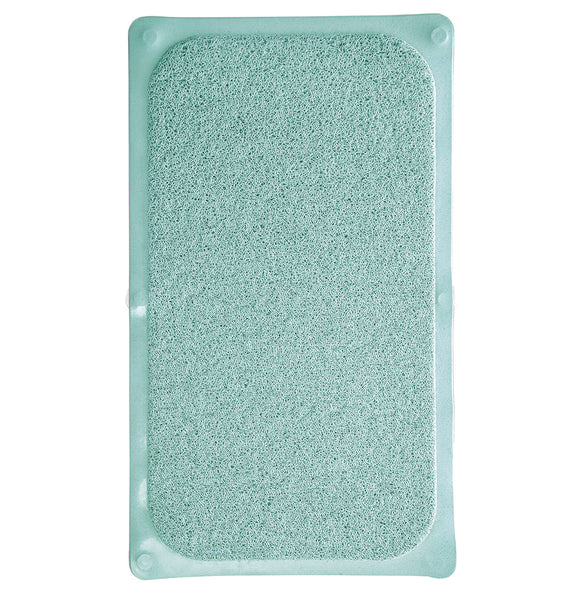 Turquoise Blue Loofah Shower Tub Mat With Non-Slip Suction Cups - 29" x 17"