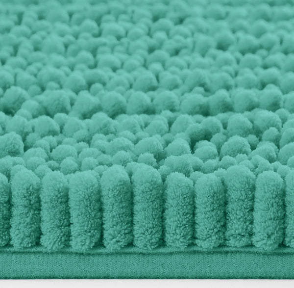 2 Piece Set Turquoise Blue Soft Cozy Plush Chenille Bath Mat Bathroom Rug & Toilet Seat Cover