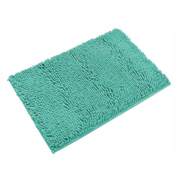 2 Piece Set Turquoise Blue Soft Cozy Plush Chenille Bath Mat Bathroom Rug & Toilet Seat Cover
