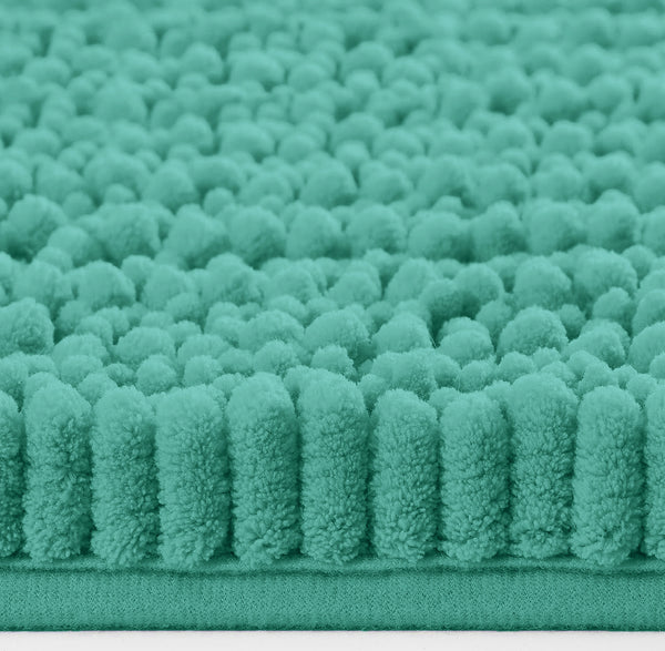 24"x16" - Turquoise Blue Large Soft Cozy Plush Chenille Bath Mat Bathroom Rug