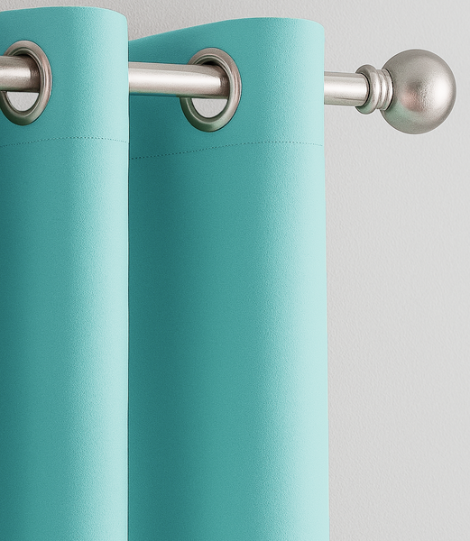 2 Piece Solid Turquoise Blue Blackout Grommet Curtain Panel Set - 84" Long