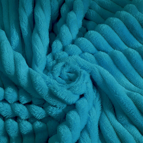King Size Turquoise Blue Ultra Soft Cozy Textured Fluffy Plush Ribbed Faux Fur Bed Blanket