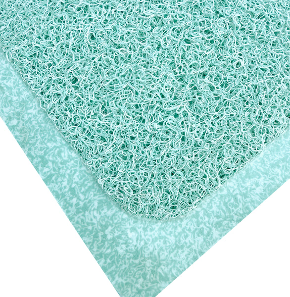 Turquoise Blue Loofah Shower Tub Mat With Non-Slip Suction Cups - 29" x 17"