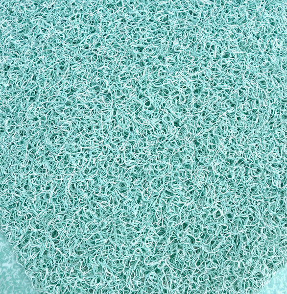 Turquoise Blue Loofah Shower Tub Mat With Non-Slip Suction Cups - 29" x 17"