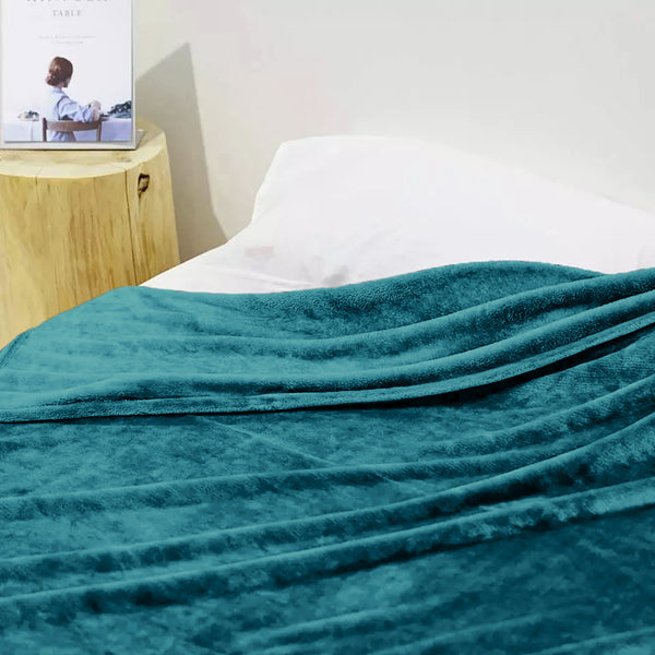 Full Size Turquoise Extra Soft Cozy Microfiber Solid Color Throw Picnic Sofa Bed Blanket