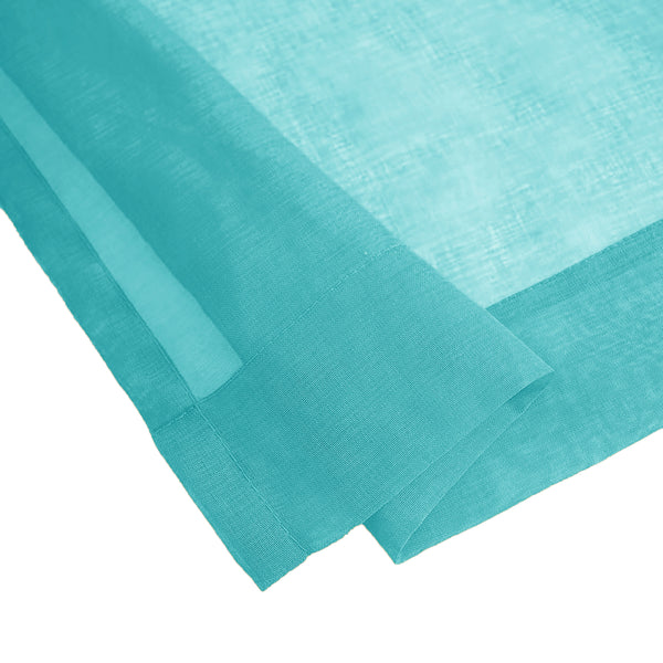 Turquoise Blue Sheer Window Rod Pocket Curtain Set (2 Panels)