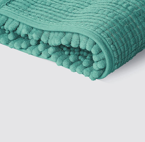 2 Piece Set Turquoise Soft Cozy Plush Chenille Bath Mat Bathroom Rug