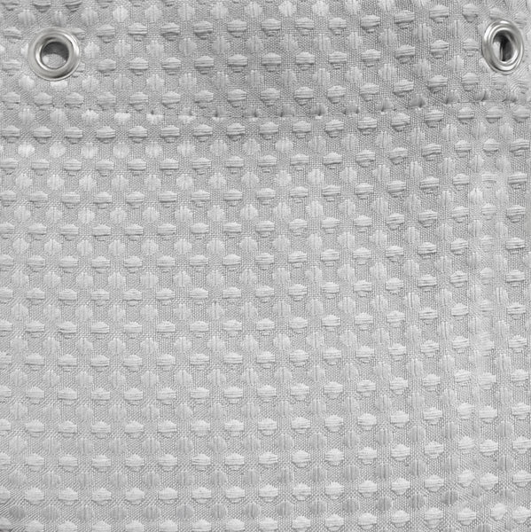 Silver Grey Modern Waffle Textured Fabric Woven Dot Pattern Grommet Bathroom Premium Thick Shower Curtain