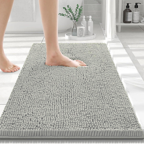 23"x15" - Warm Grey Soft Cozy Plush Chenille Bath Mat Bathroom Rug